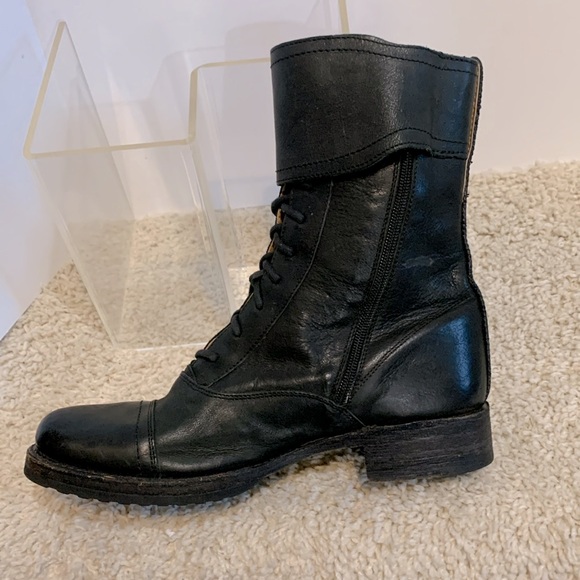 Black moto boot Frye combat lace up - Picture 3 of 16
